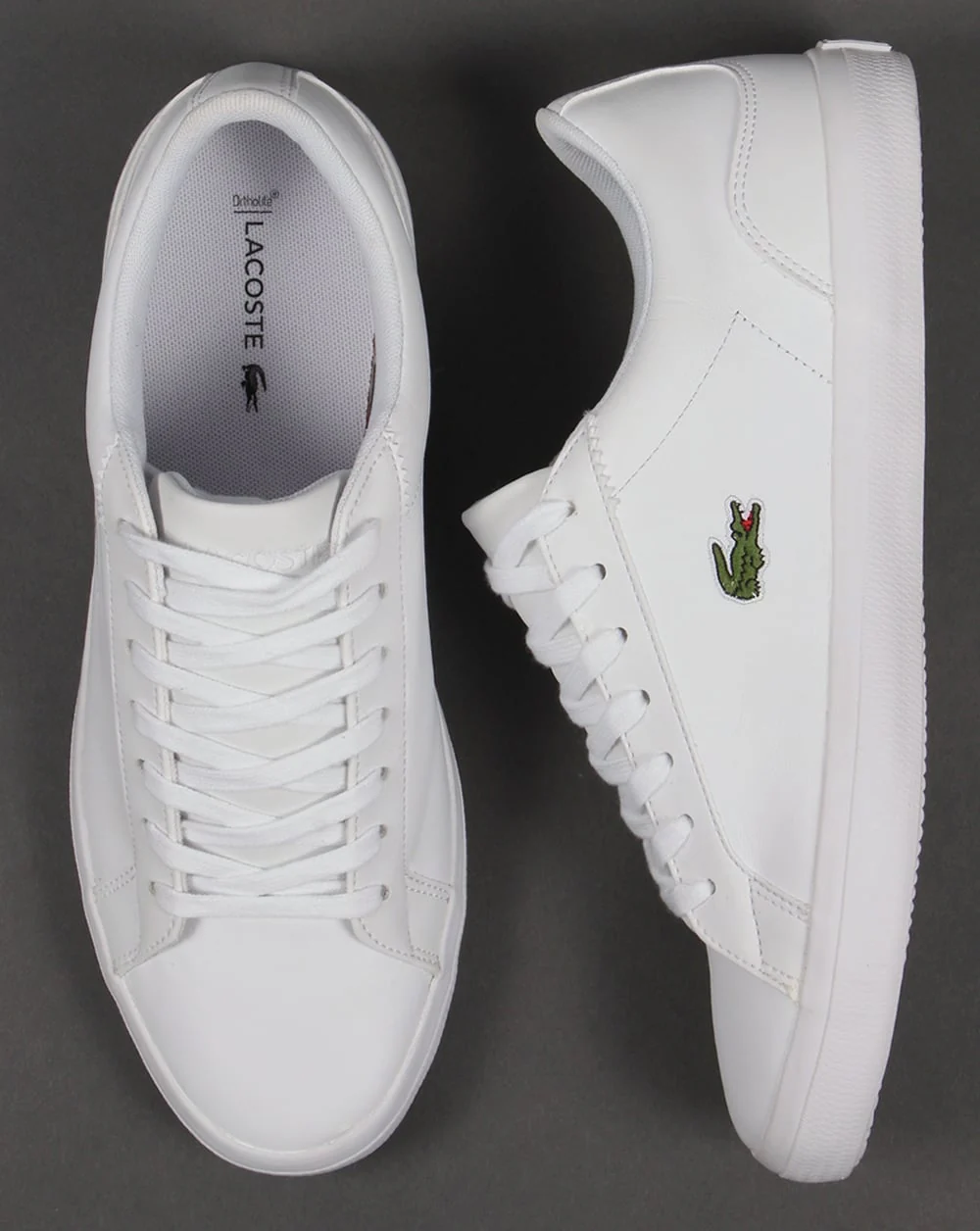 Lacoste Lerond Leather Trainers White - Image 2