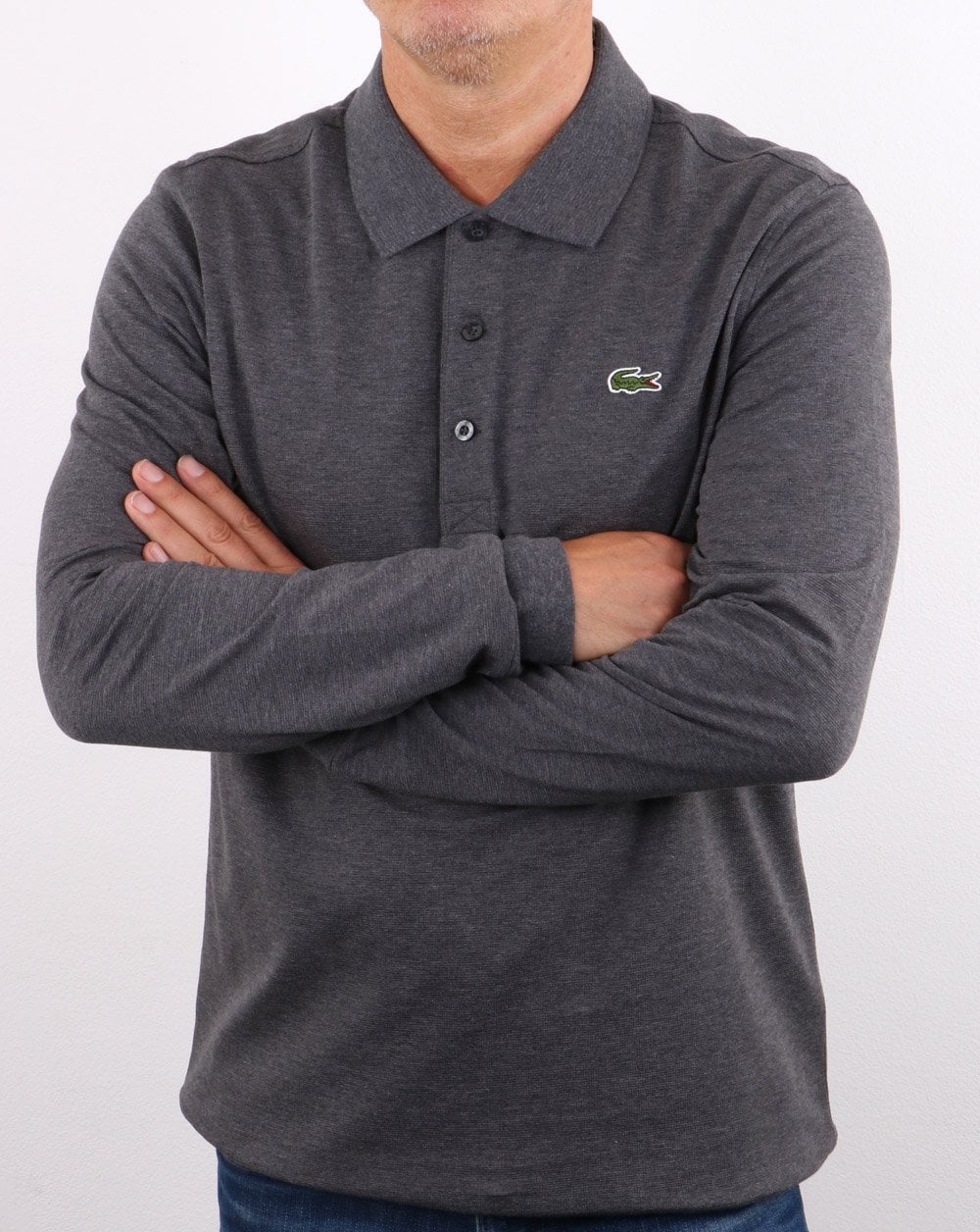 Lacoste Long Sleeve Polo Dark Grey - Image 2