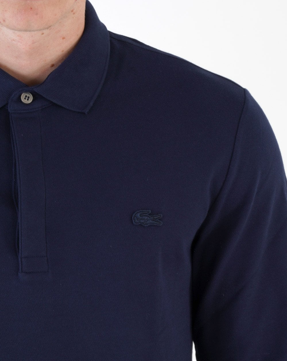 Lacoste Long Sleeve Tonal Paris Polo Shirt Navy - Image 2