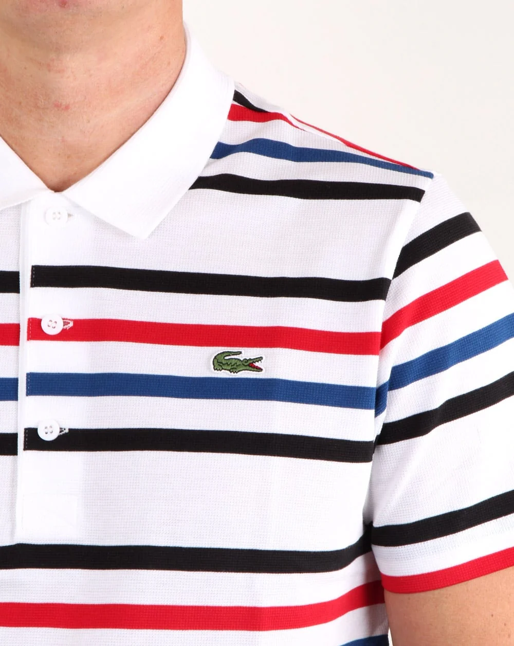 Lacoste Multi Stripe Polo Shirt White/black/red - Image 2
