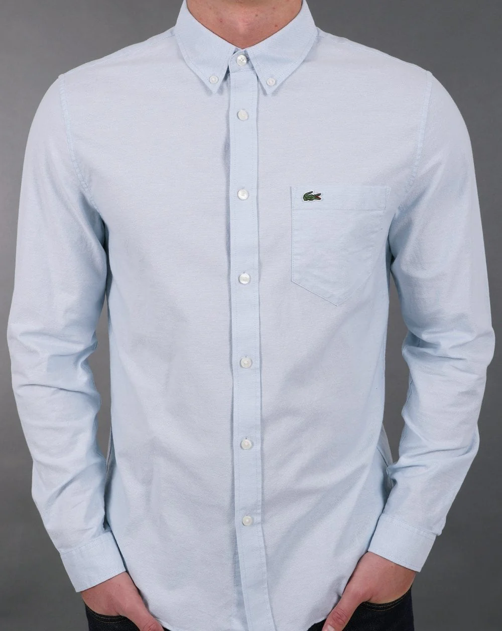 Lacoste Oxford Long Sleeve Shirt Sky Blue - Image 3