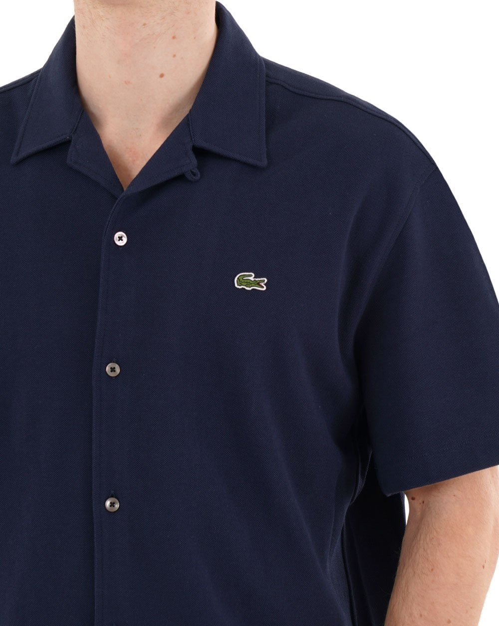 Lacoste Pique Cotton Short Sleeve Shirt Navy - Image 2