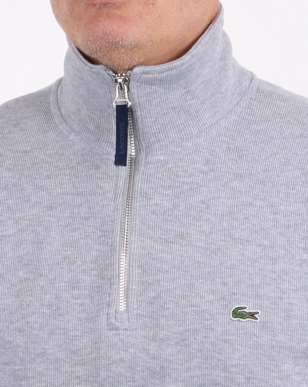 Lacoste Quarter Zip Top Grey - Image 4