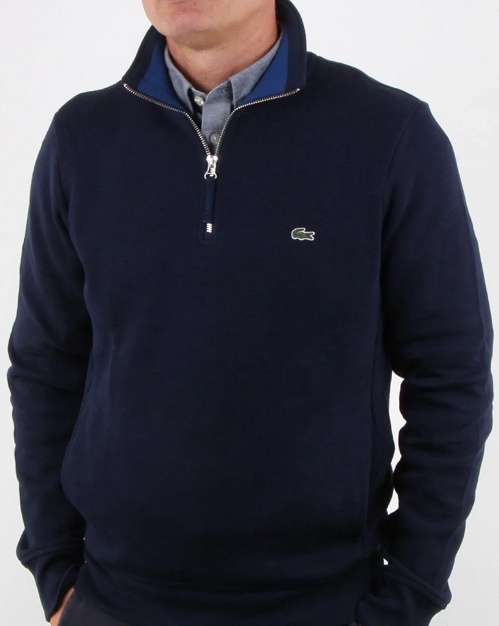 Lacoste Quarter Zip Top Navy - Image 3