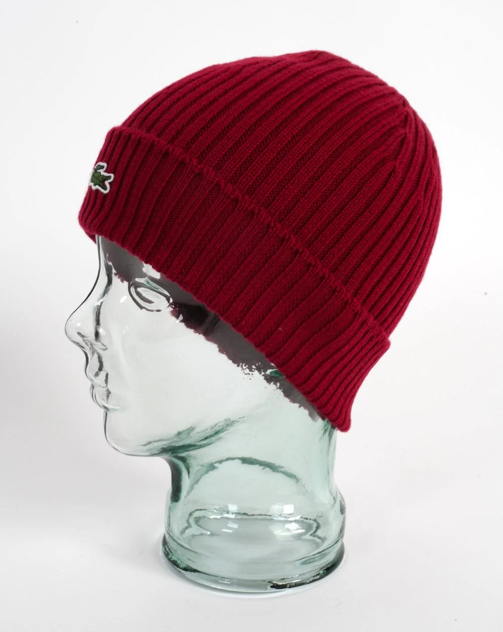 Lacoste Ribbed Wool Beanie Bordeaux - Image 2