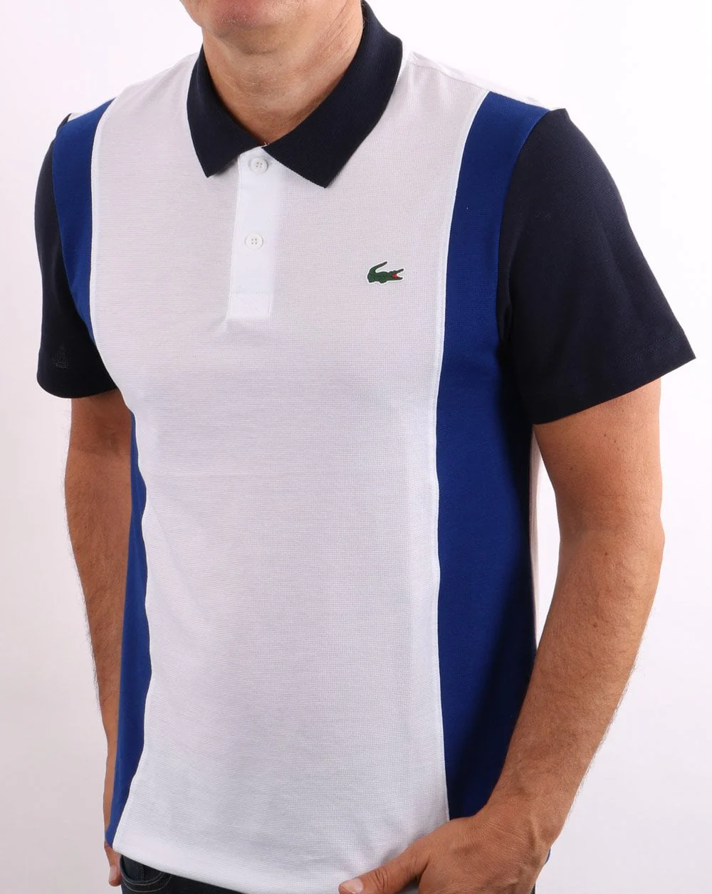 Lacoste Sport Panel Polo Shirt White/Blue - Image 2