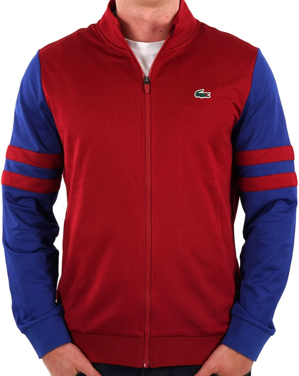 Lacoste Sport Striped Tennis Track Top Claret/Blue - Image 2