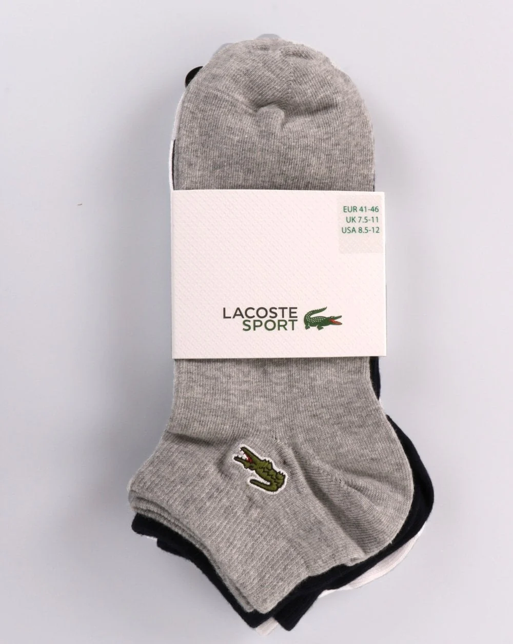 Lacoste Sport Triple Pack Low Cut Socks Navy/Silver/White - Image 2