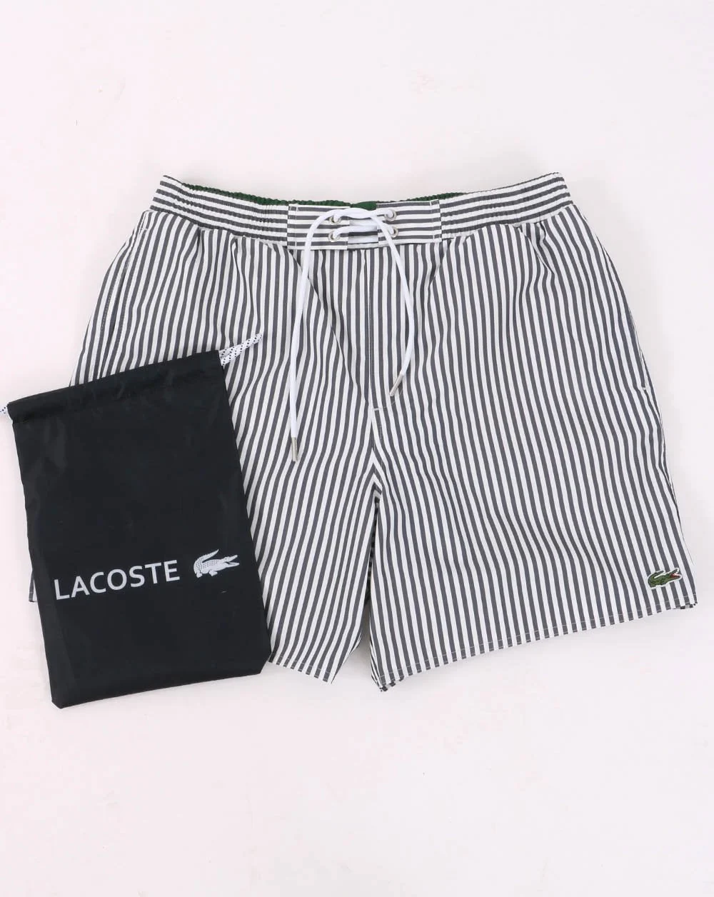 Lacoste Stripe Swim Shorts Navy/White - Image 3