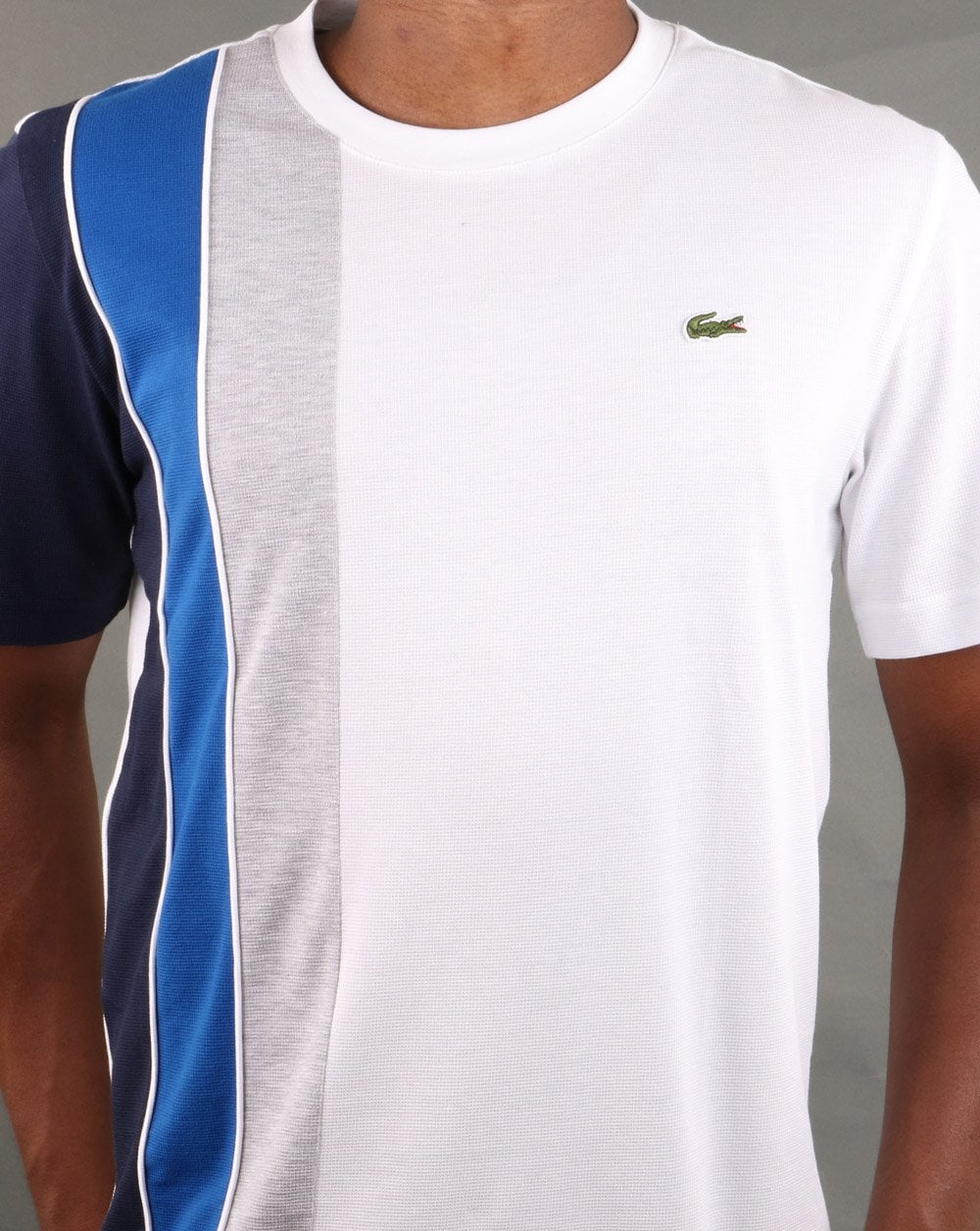 Lacoste Stripe T-shirt White/Navy/Blue - Image 2