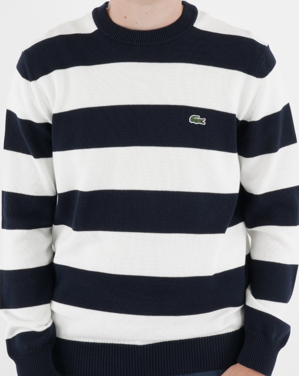 Lacoste Striped Knit Jumper Navy/White - Image 4