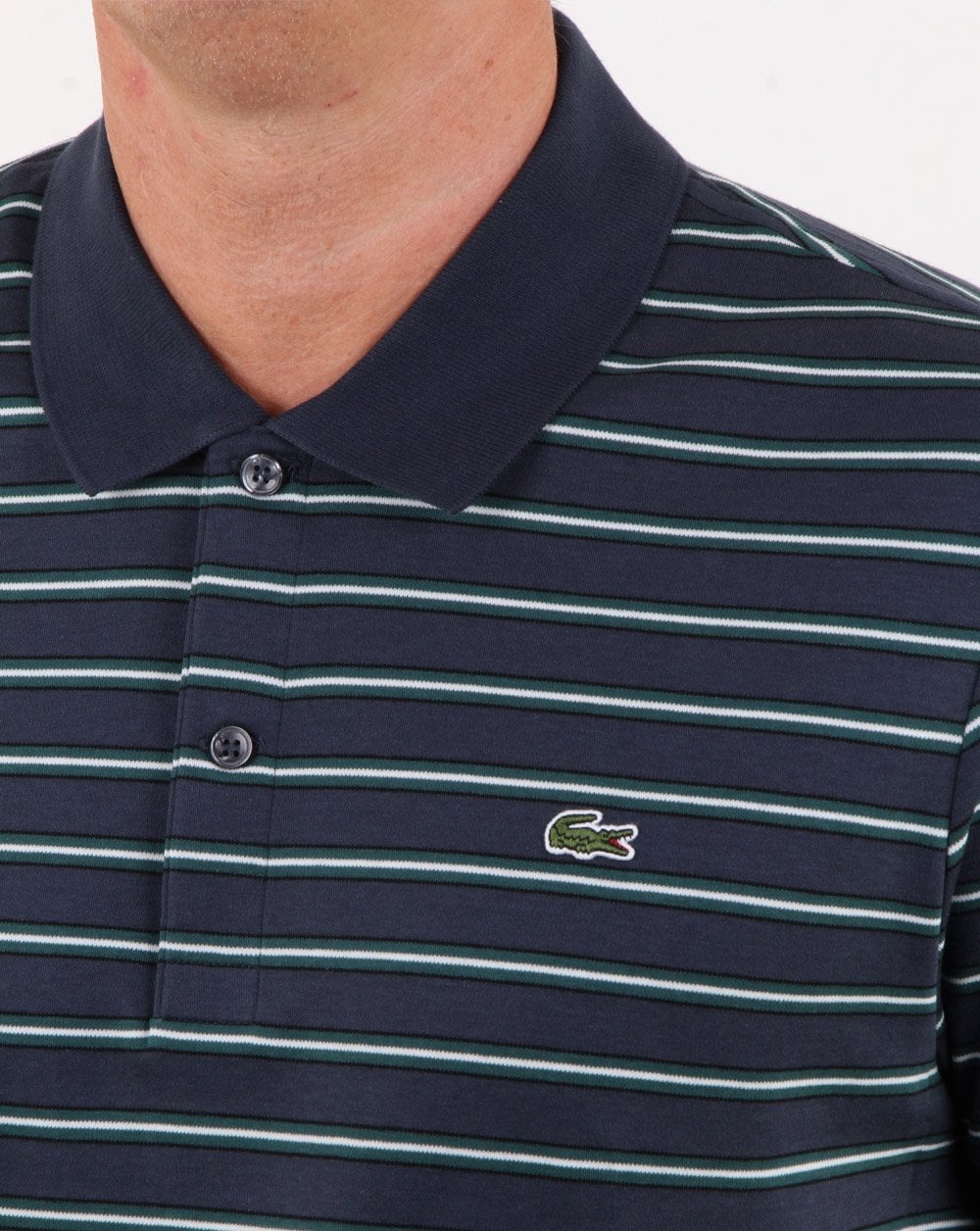 Lacoste Striped Polo Shirt Meridian Navy Blue - Image 2
