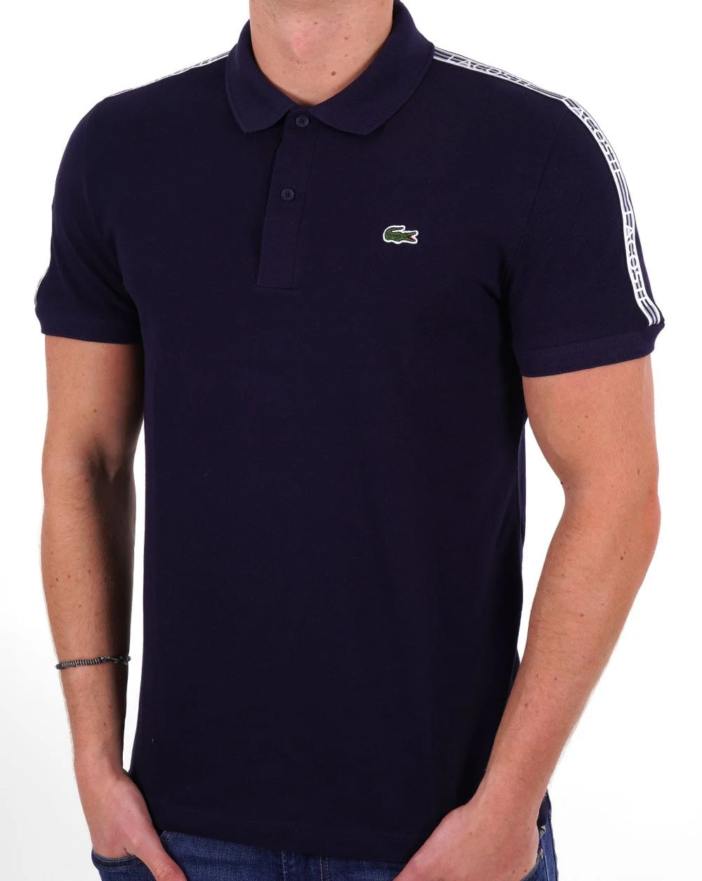Lacoste Taping Pique Polo Shirt Navy - Image 2
