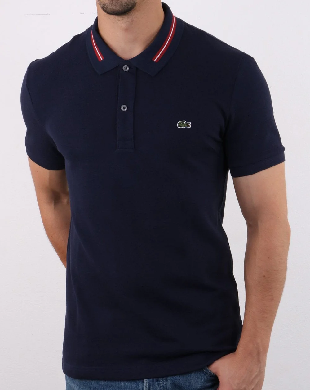Lacoste Tipped Collar Polo Shirt Navy - Image 2