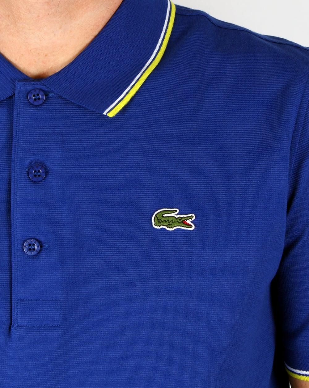 Lacoste Tipped Polo Shirt French Blue/lemon - Image 2