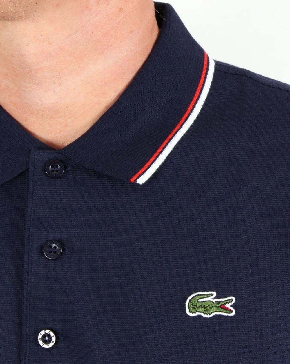 Lacoste Tipped Polo Shirt Navy/Red - Image 2