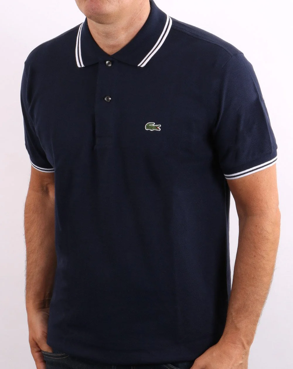 Lacoste Tipped Polo Shirt Navy/White