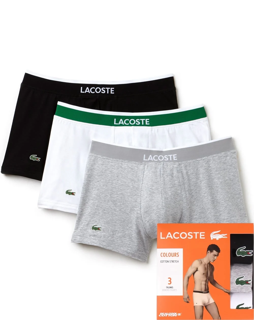 Lacoste Triple Pack Boxer Shorts Black/white/grey