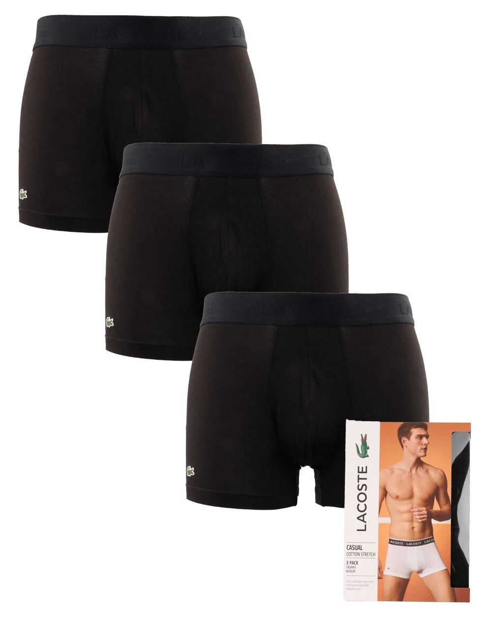Lacoste Triple Pack Boxers Black/black