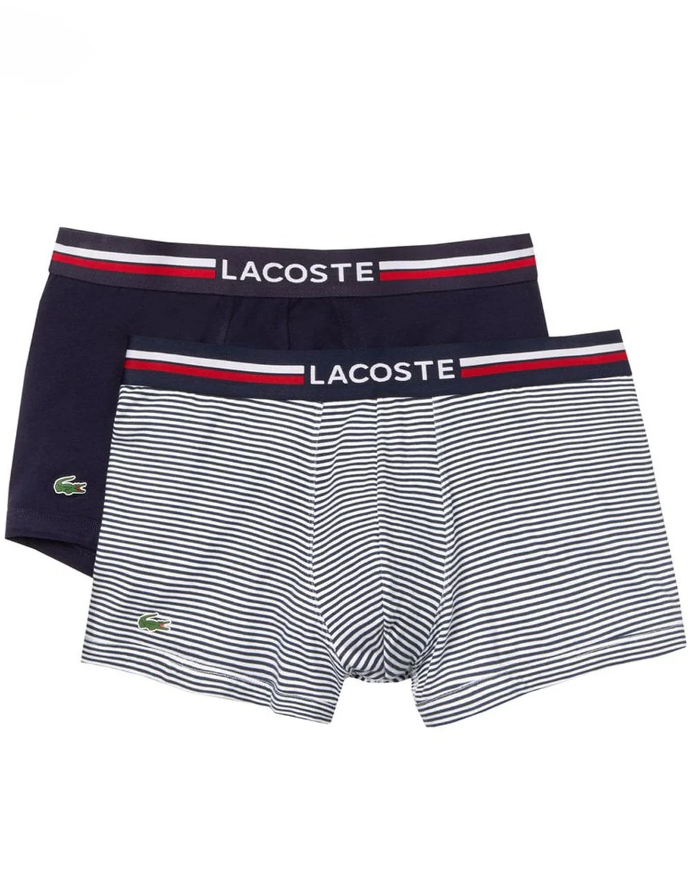 Lacoste Twin Pack Boxers Navy/Navy & white stripe