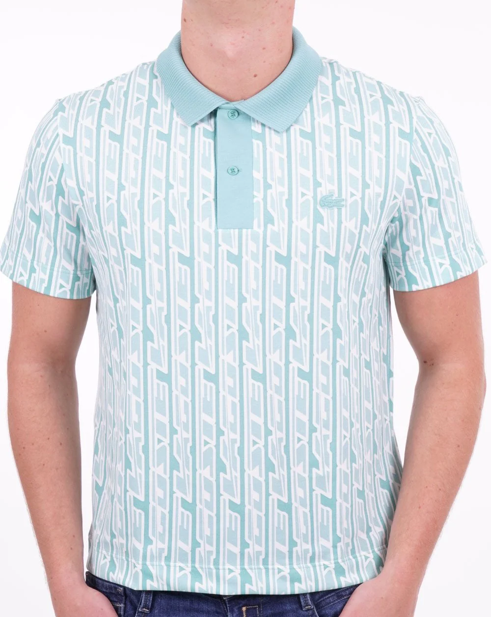 Lacoste Two Tone Logo Polo Shirt Green/Light Green - Image 3