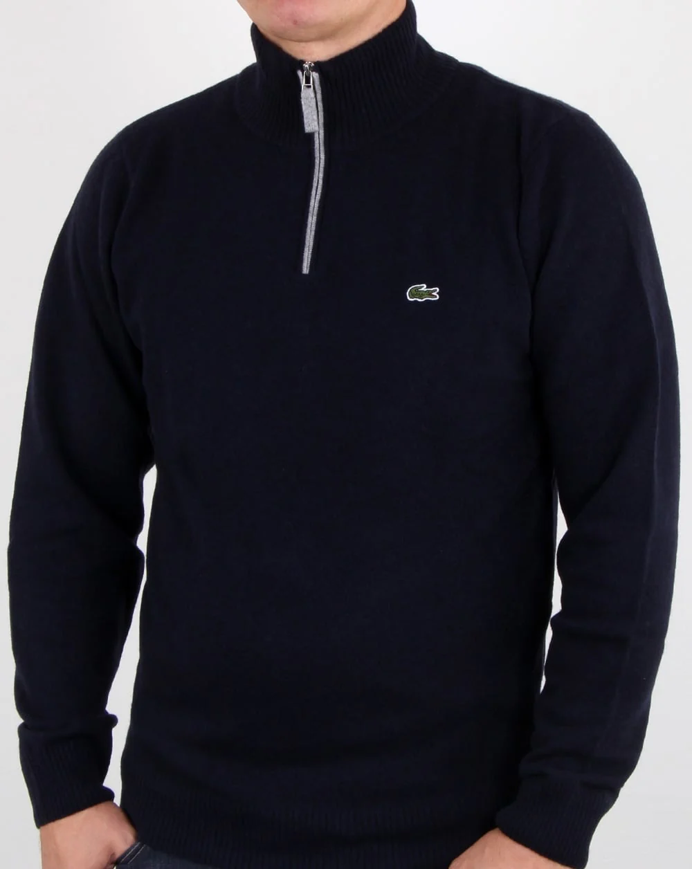 Lacoste Wool 1/4 Zip Jumper Navy - Image 4