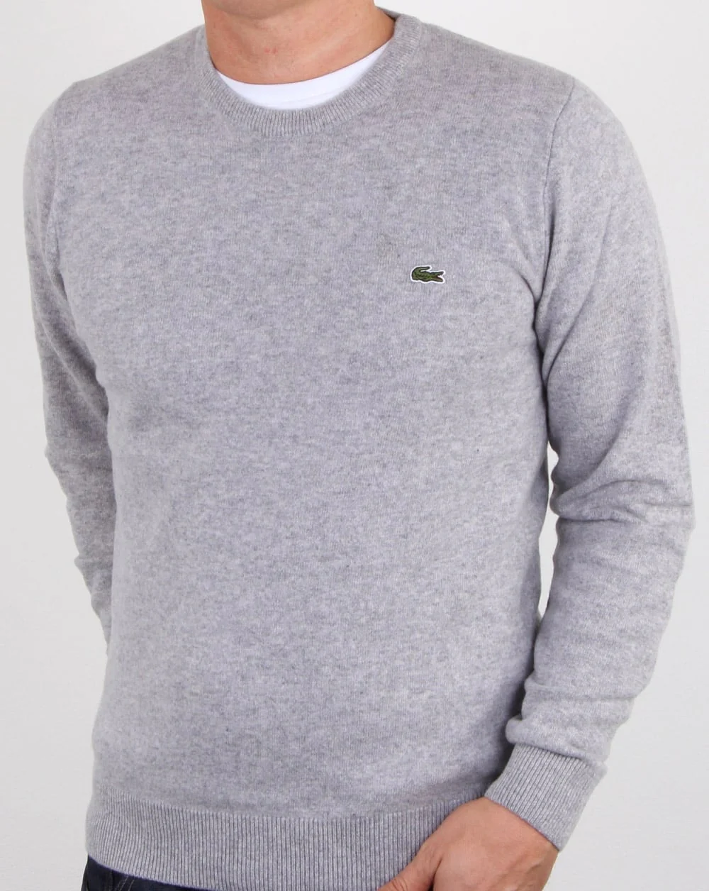 Lacoste Wool Crew Neck Jumper Silver Chine