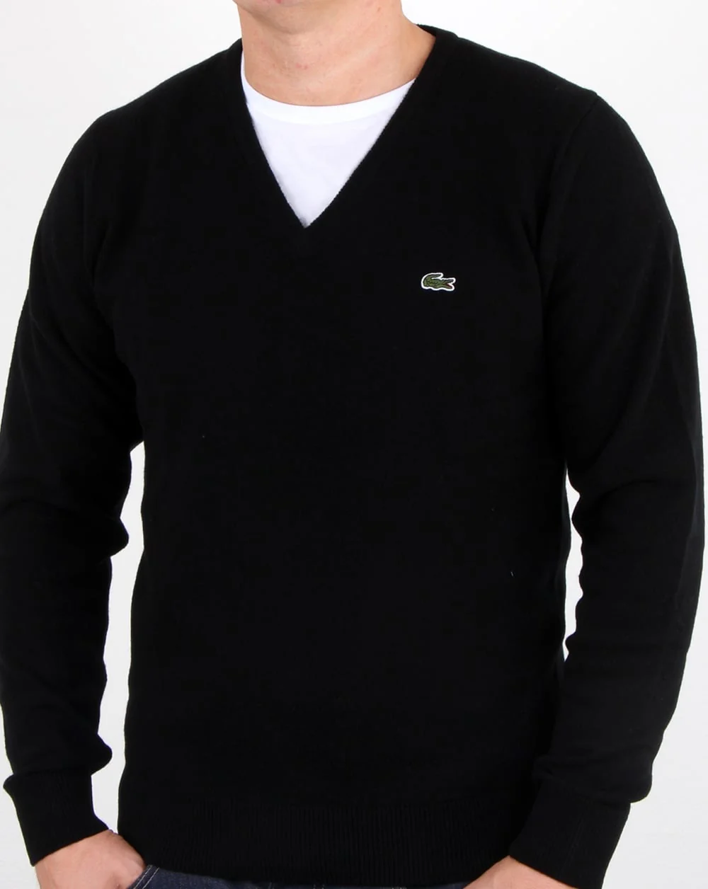 Lacoste Wool V Neck Jumper Black - Image 4