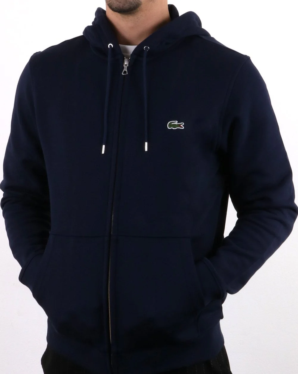 Lacoste Zip Through Hooded Sweatshirt Navy - Image 3