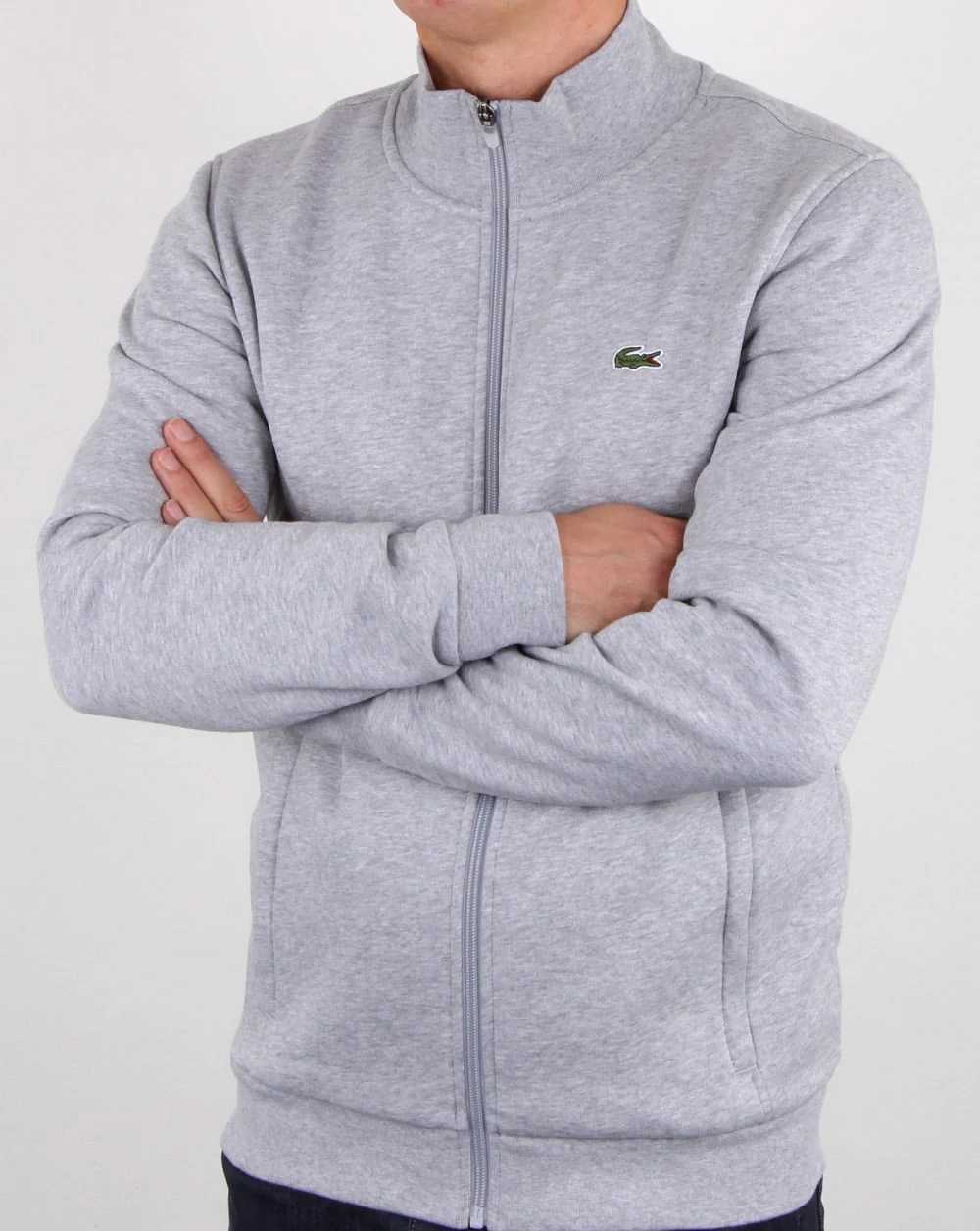 Lacoste Zip Up Track Top Silver Chine - Image 4