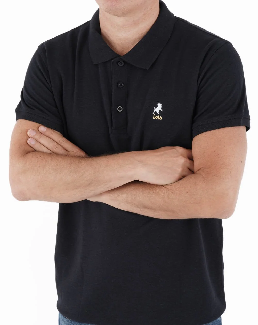 Lois Seventies Short Sleeve Polo Shirt Navy - Image 3