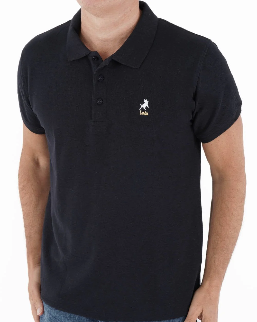 Lois Seventies Short Sleeve Polo Shirt Navy - Image 4
