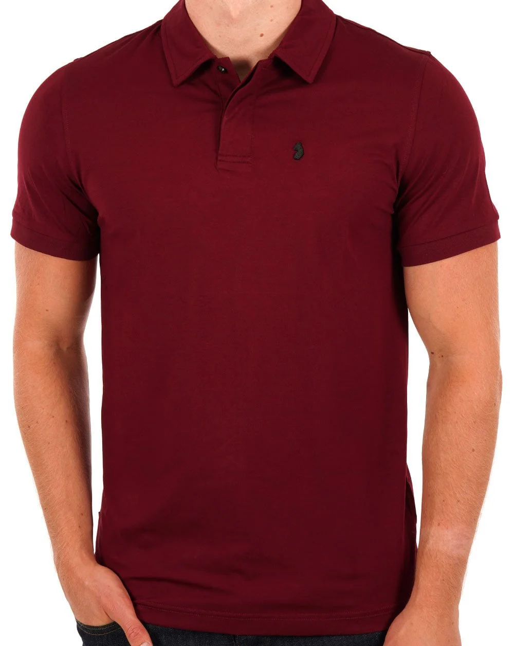 Luke Hong Kong Jersey Polo Shirt Burgundy - Image 3