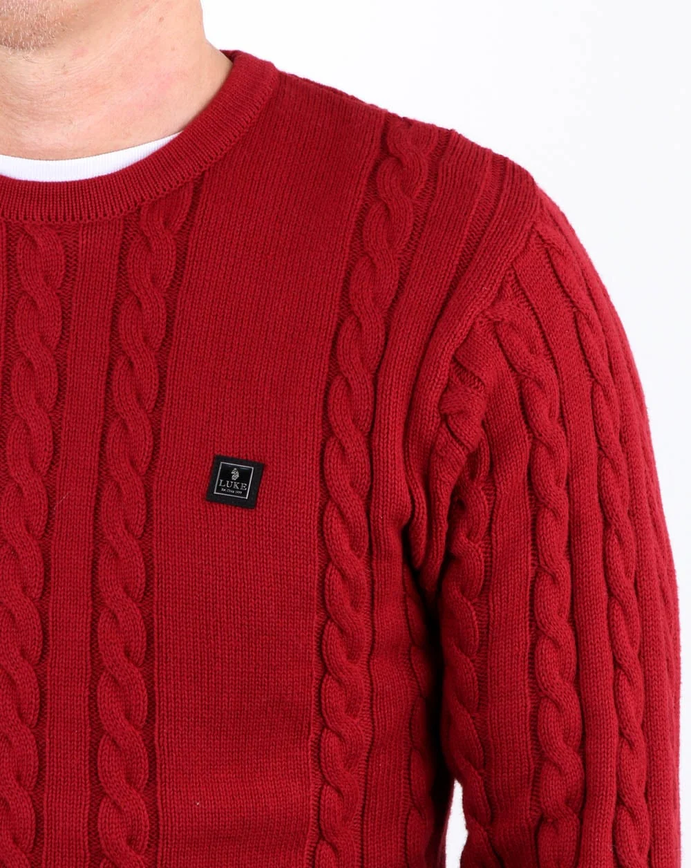 Luke Horton Cable Knit Jumper Cherry - Image 2