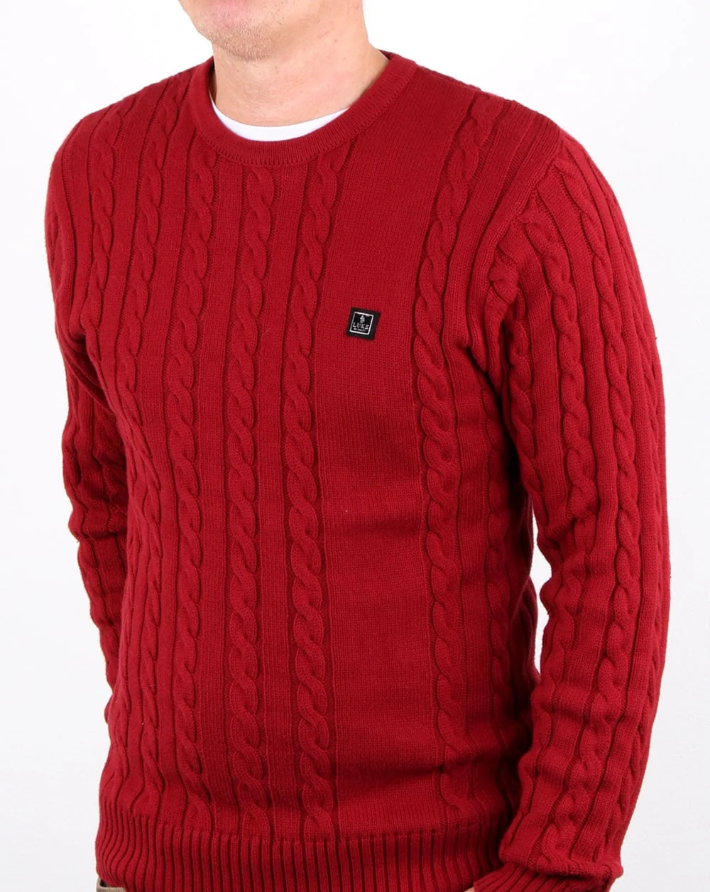 Luke Horton Cable Knit Jumper Cherry - Image 4