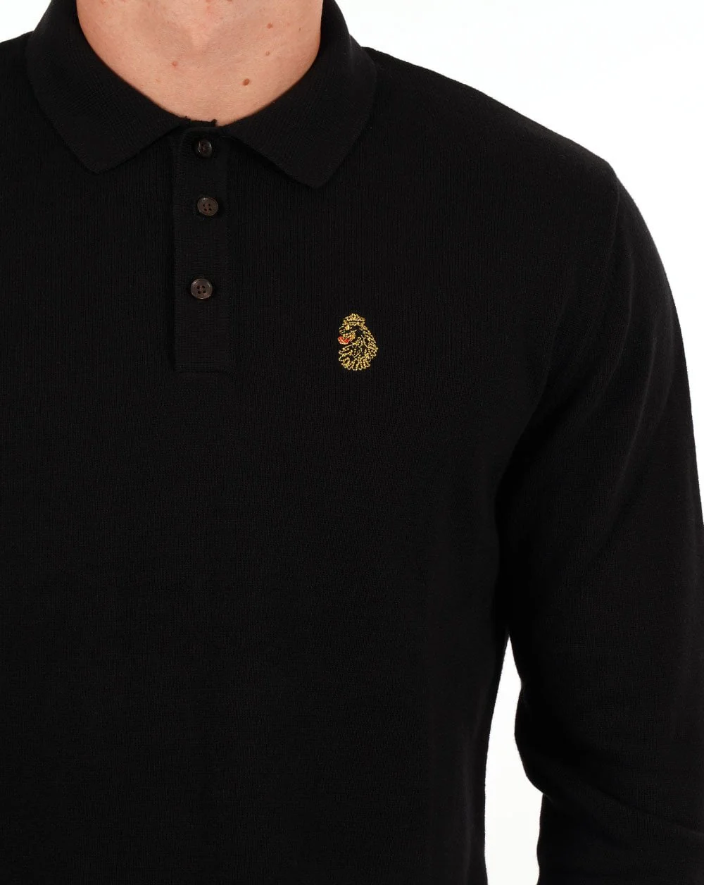 Luke San Francisco Knitted Polo Jet Black - Image 2