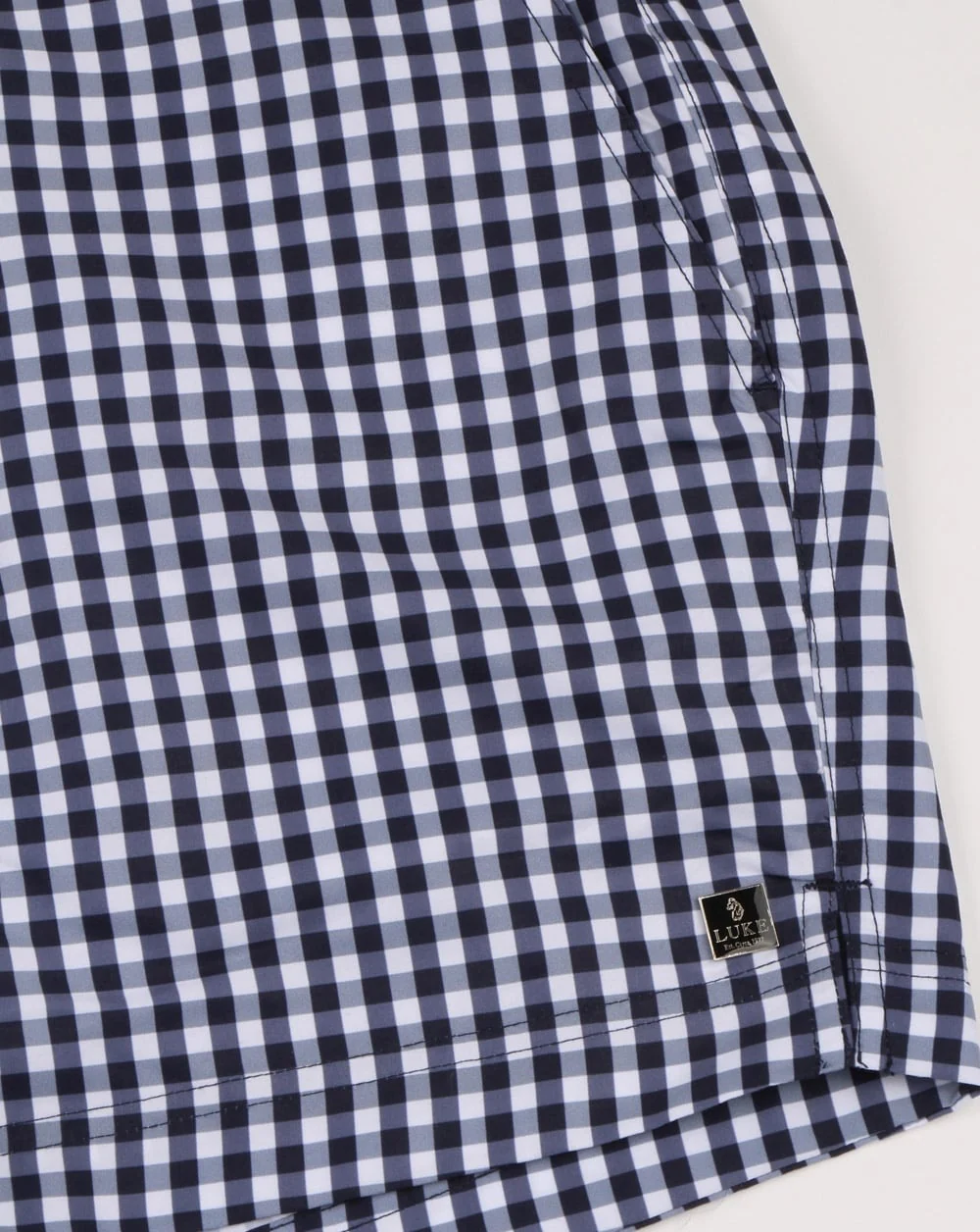 Luke Shorty Short Length Swim Shorts Navy/white Gingham - Image 2