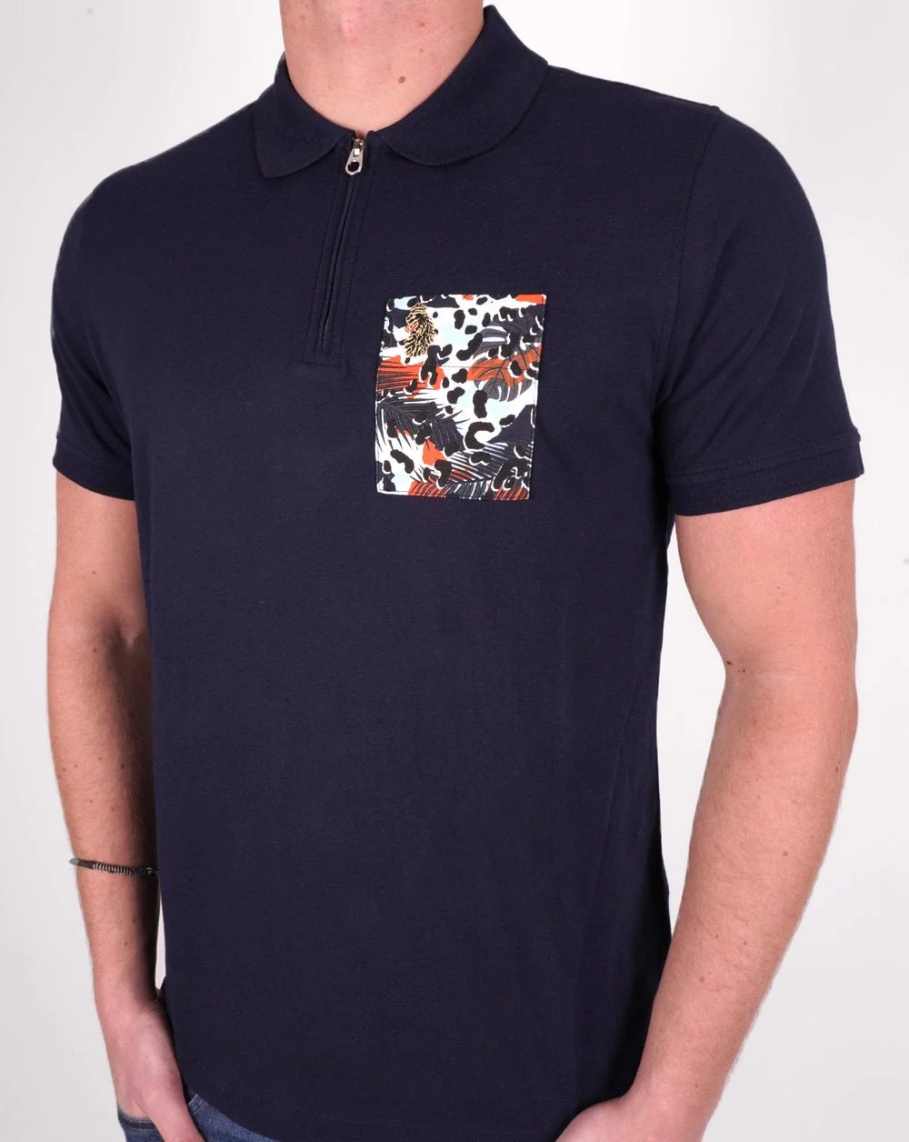 Luke Sport Zippo Polo Shirt Navy - Image 3