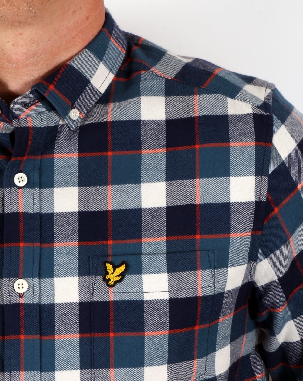 Lyle And Scott Check Flannel Shirt Off White - Image 2