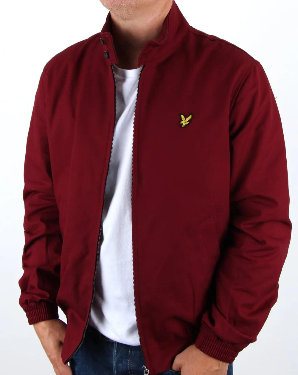 Lyle And Scott Check Lined Harrington Jacket Claret Jug - Image 4