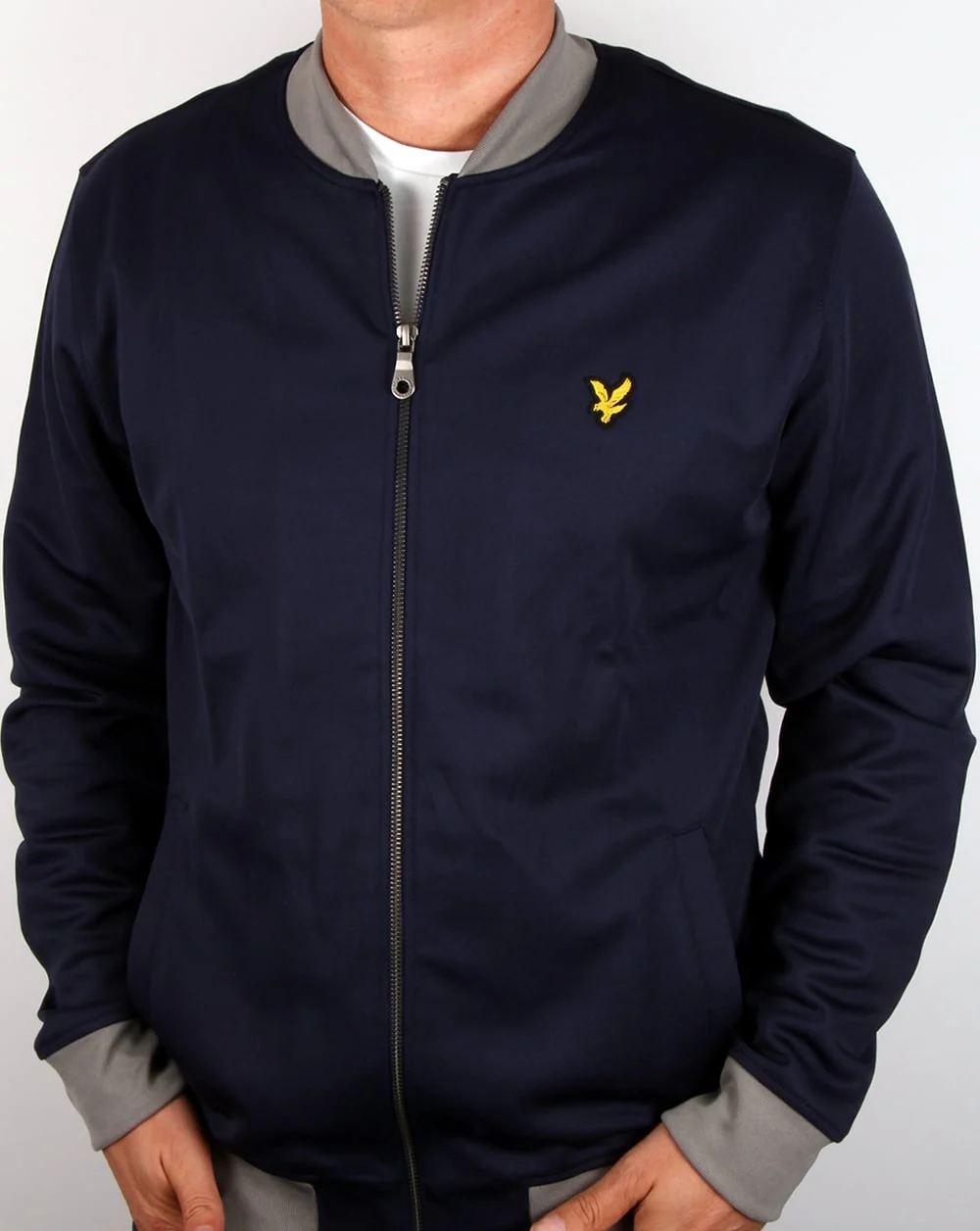 Lyle And Scott Contrast Rib Bomber Sweatshirt Navy