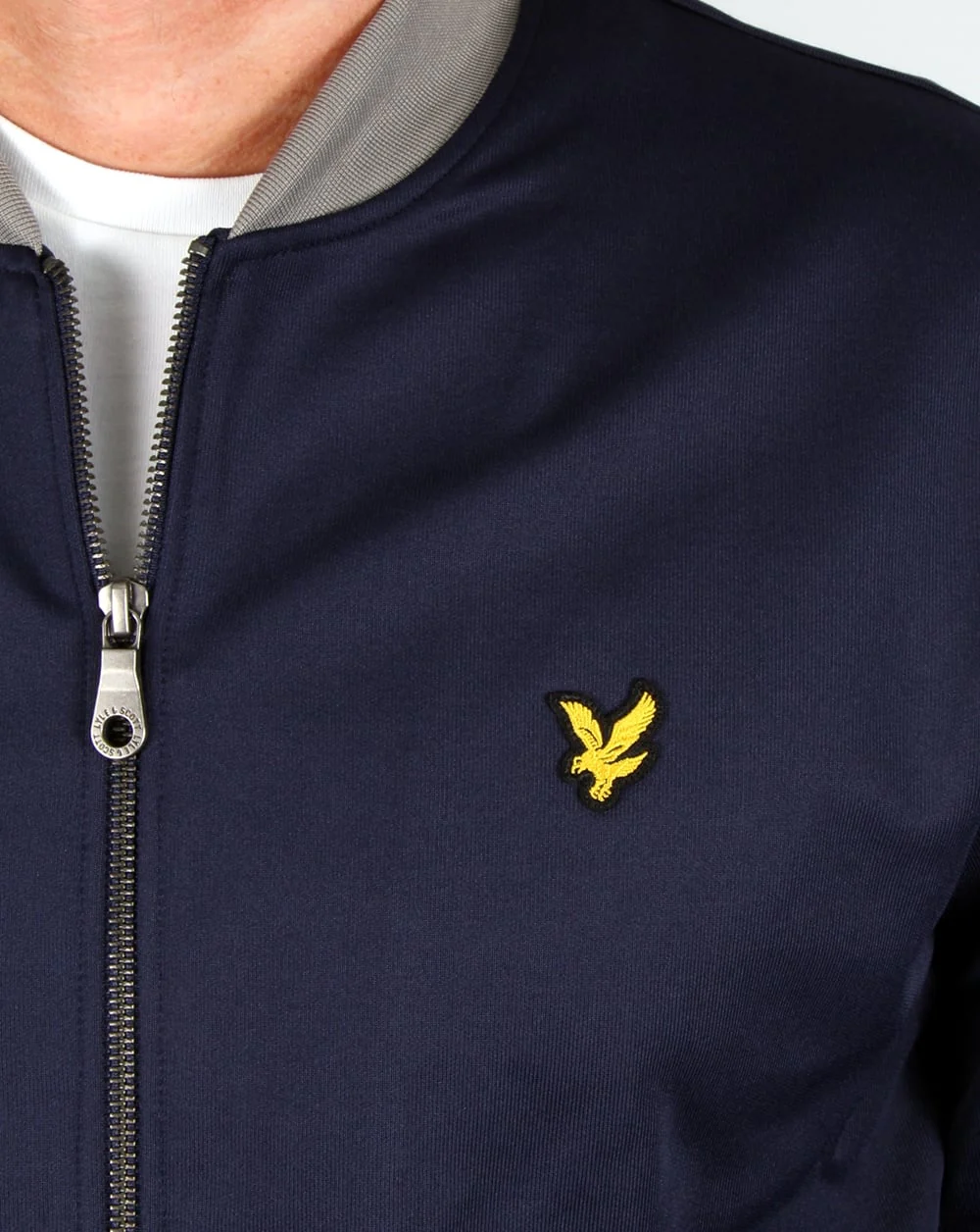 Lyle And Scott Contrast Rib Bomber Sweatshirt Navy - Image 2