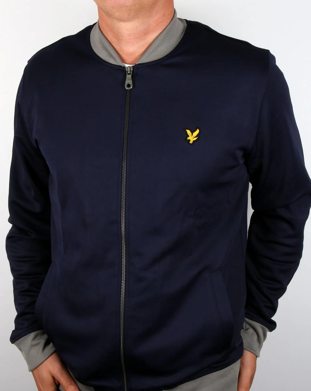 Lyle And Scott Contrast Rib Bomber Sweatshirt Navy - Image 4