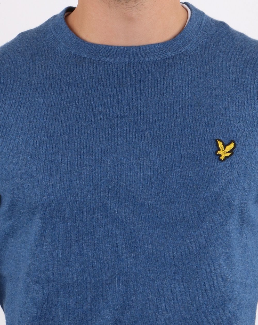Lyle And Scott Cotton Merino Crew Jumper Blue Marl - Image 4