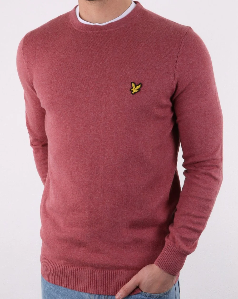 Lyle And Scott Cotton Merino Crew Jumper Pink Shadow Marl - Image 2