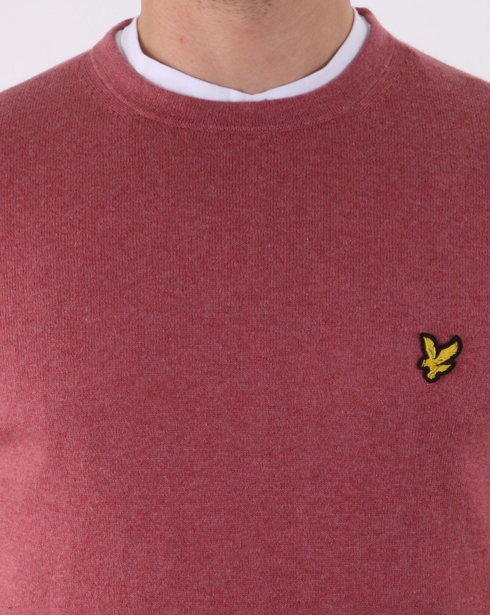 Lyle And Scott Cotton Merino Crew Jumper Pink Shadow Marl - Image 3