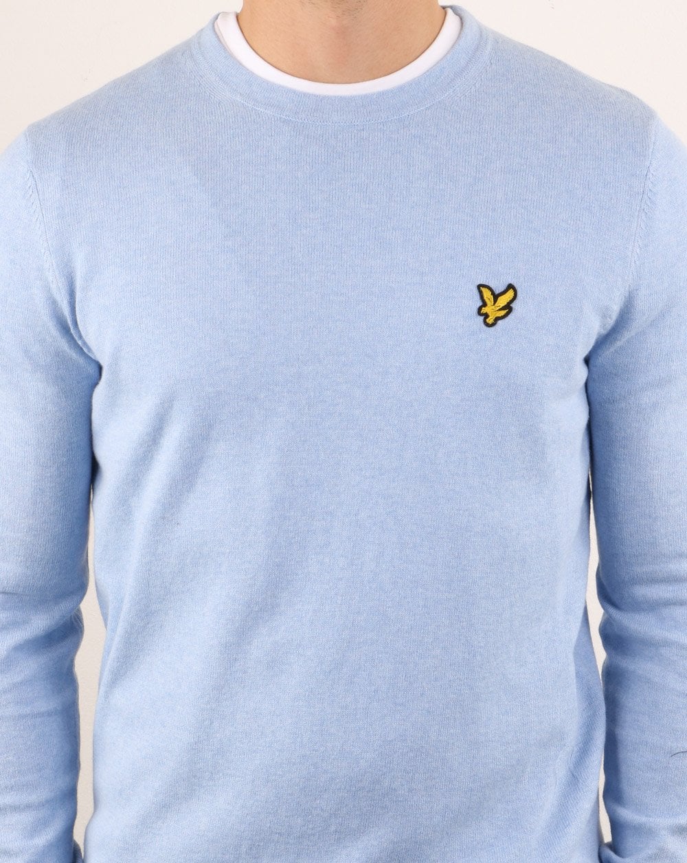 Lyle And Scott Cotton Merino Crew Jumper Pool Blue - Image 4