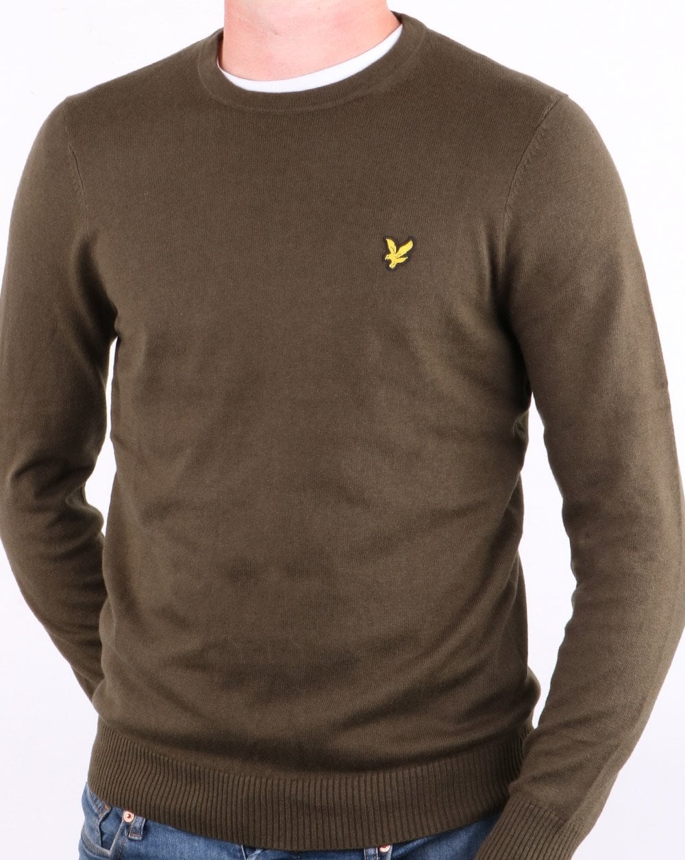 Lyle And Scott Cotton Merino Crew Jumper Trek Green - Image 2