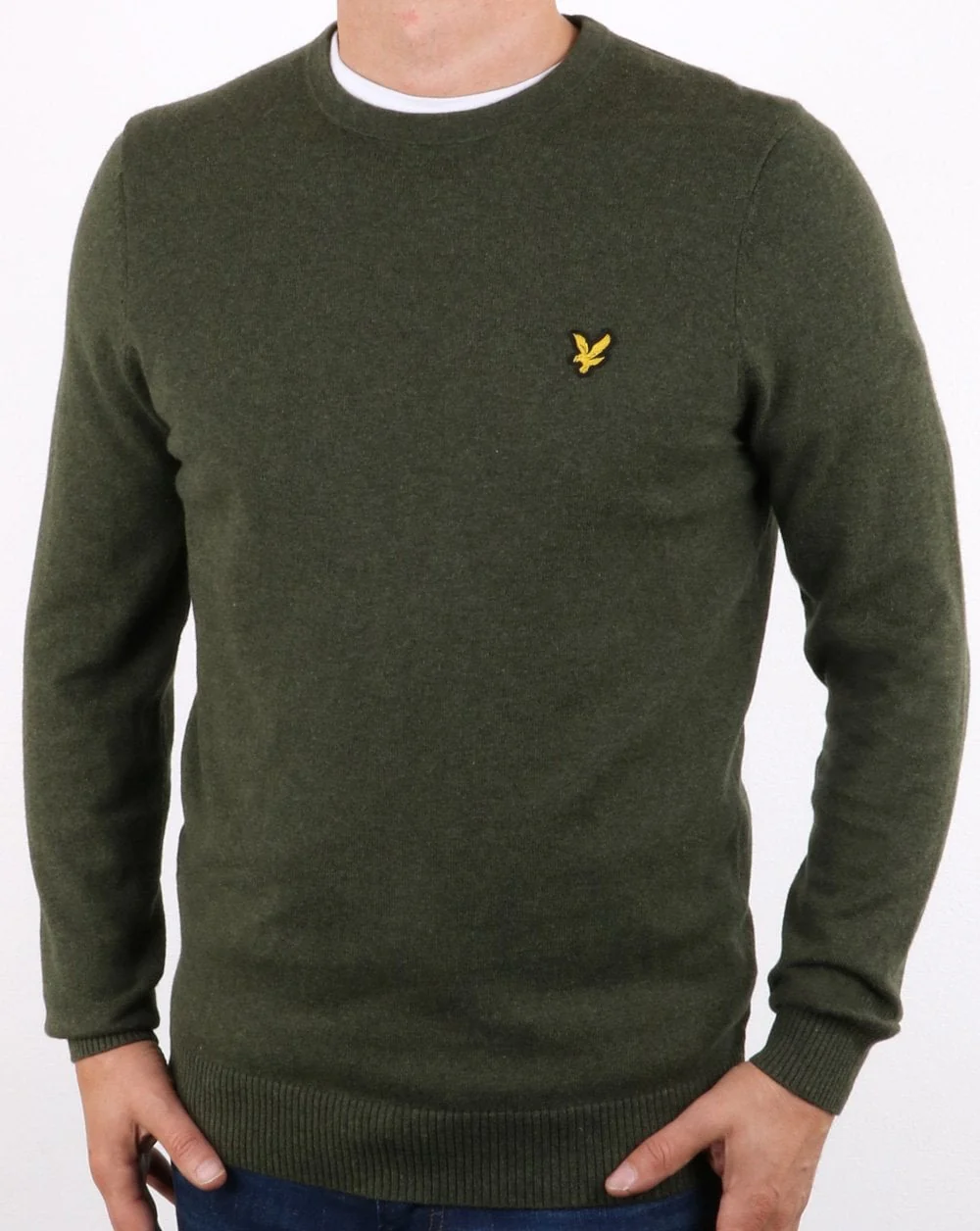 Lyle And Scott Cotton Merino Crew Jumper Woodland Green