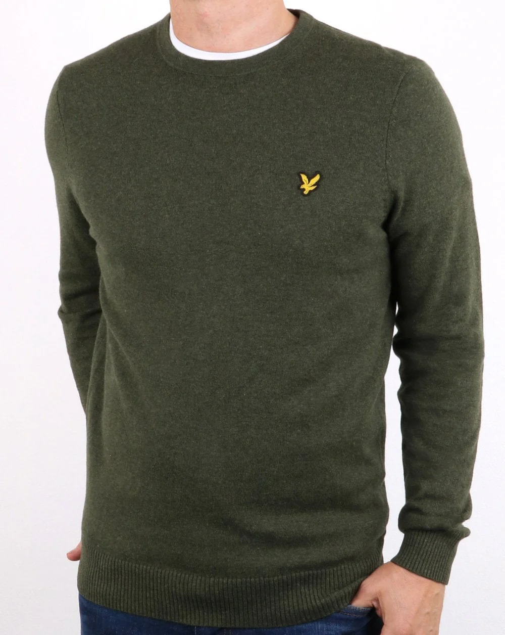 Lyle And Scott Cotton Merino Crew Jumper Woodland Green - Image 2